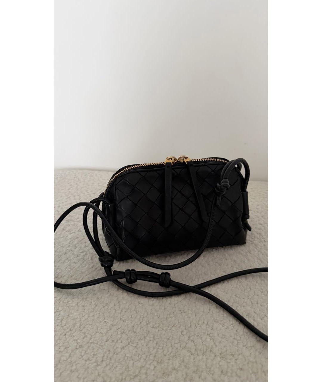 BOTTEGA VENETA Черная кожаная сумка через плечо, фото 4