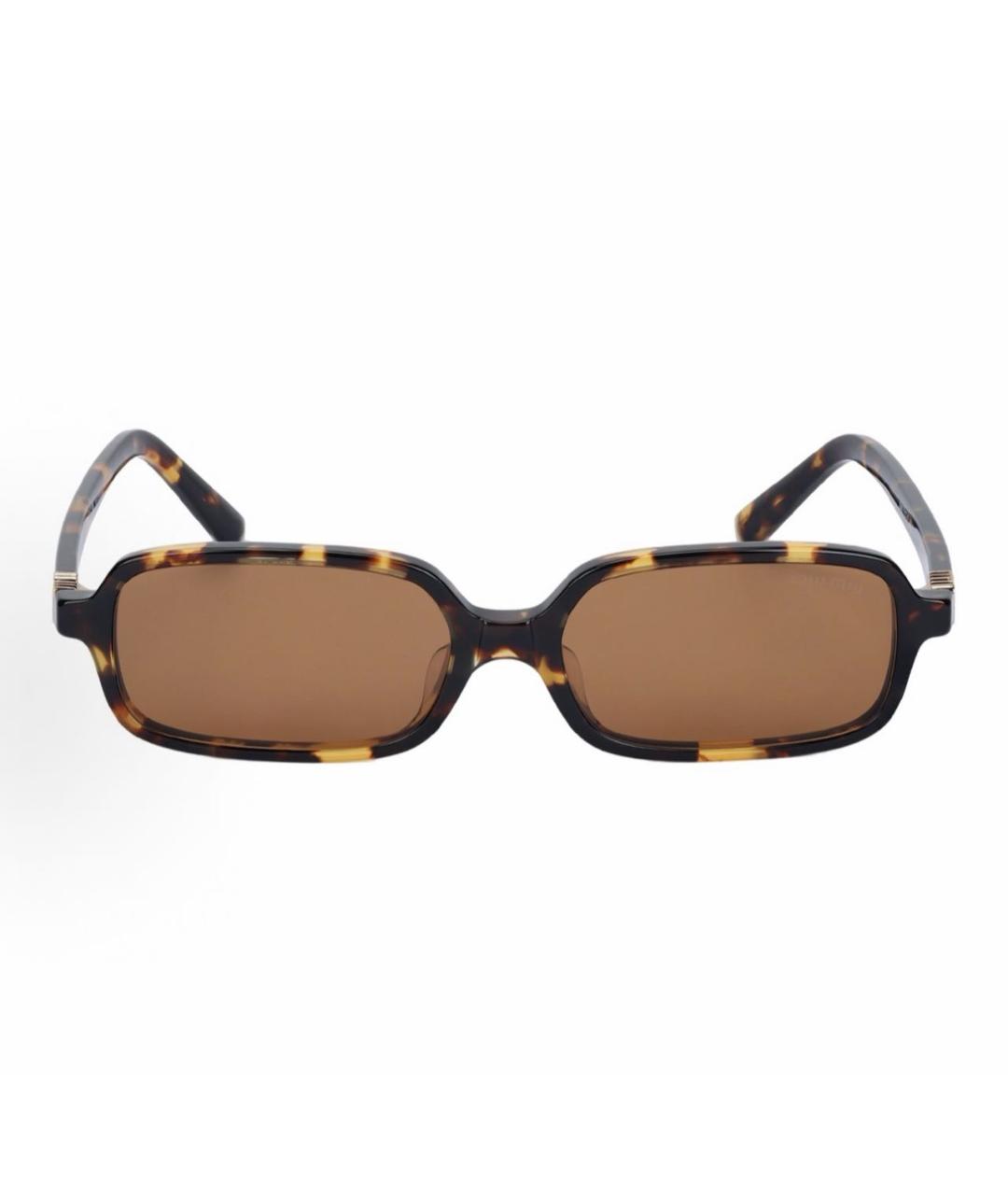 MIU MIU Коричневые пластиковые солнцезащитные очки, фото 3