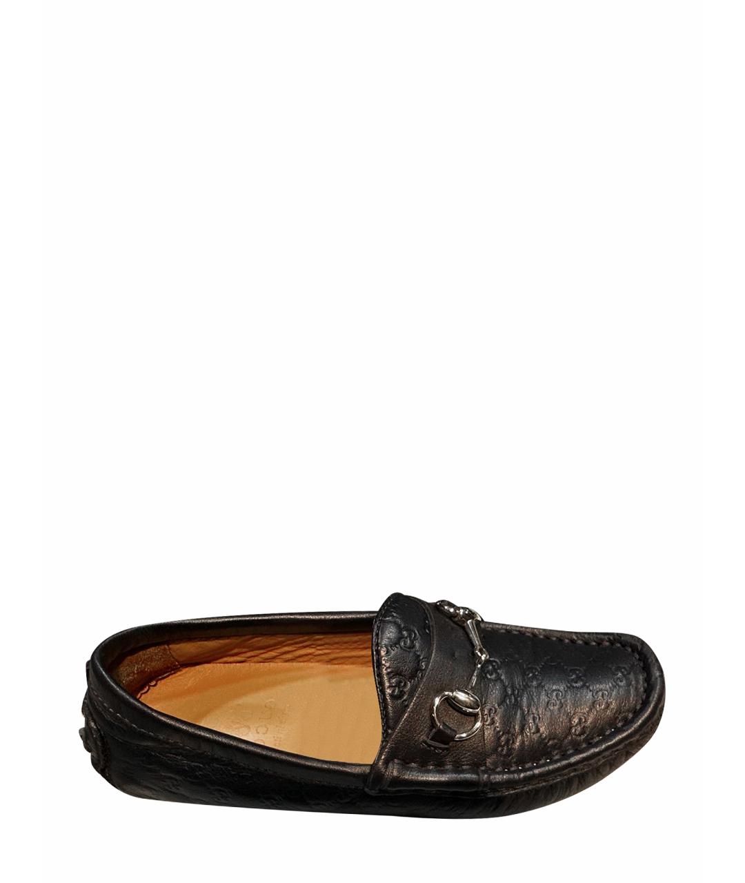 GUCCI KIDS Темно-синие кожаные лоферы/мокасины, фото 1