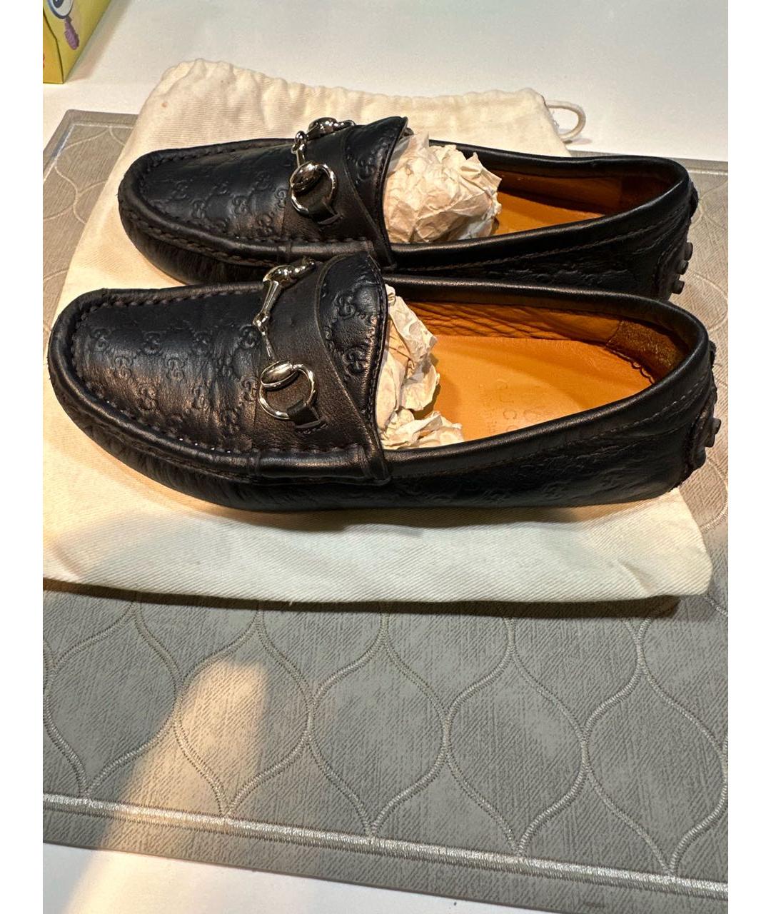 GUCCI KIDS Темно-синие кожаные лоферы/мокасины, фото 5