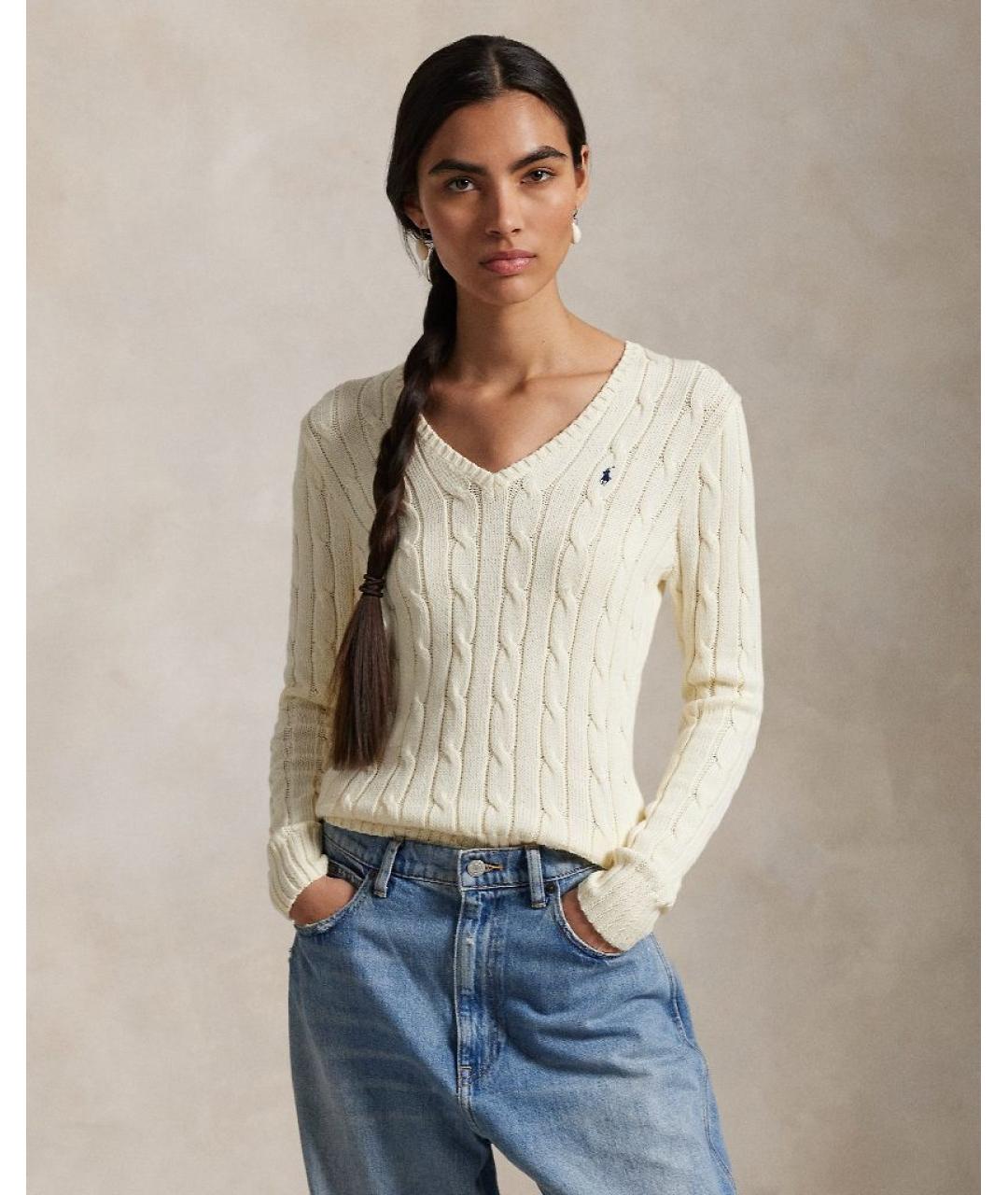 POLO RALPH LAUREN Бежевый хлопковый джемпер / свитер, фото 9