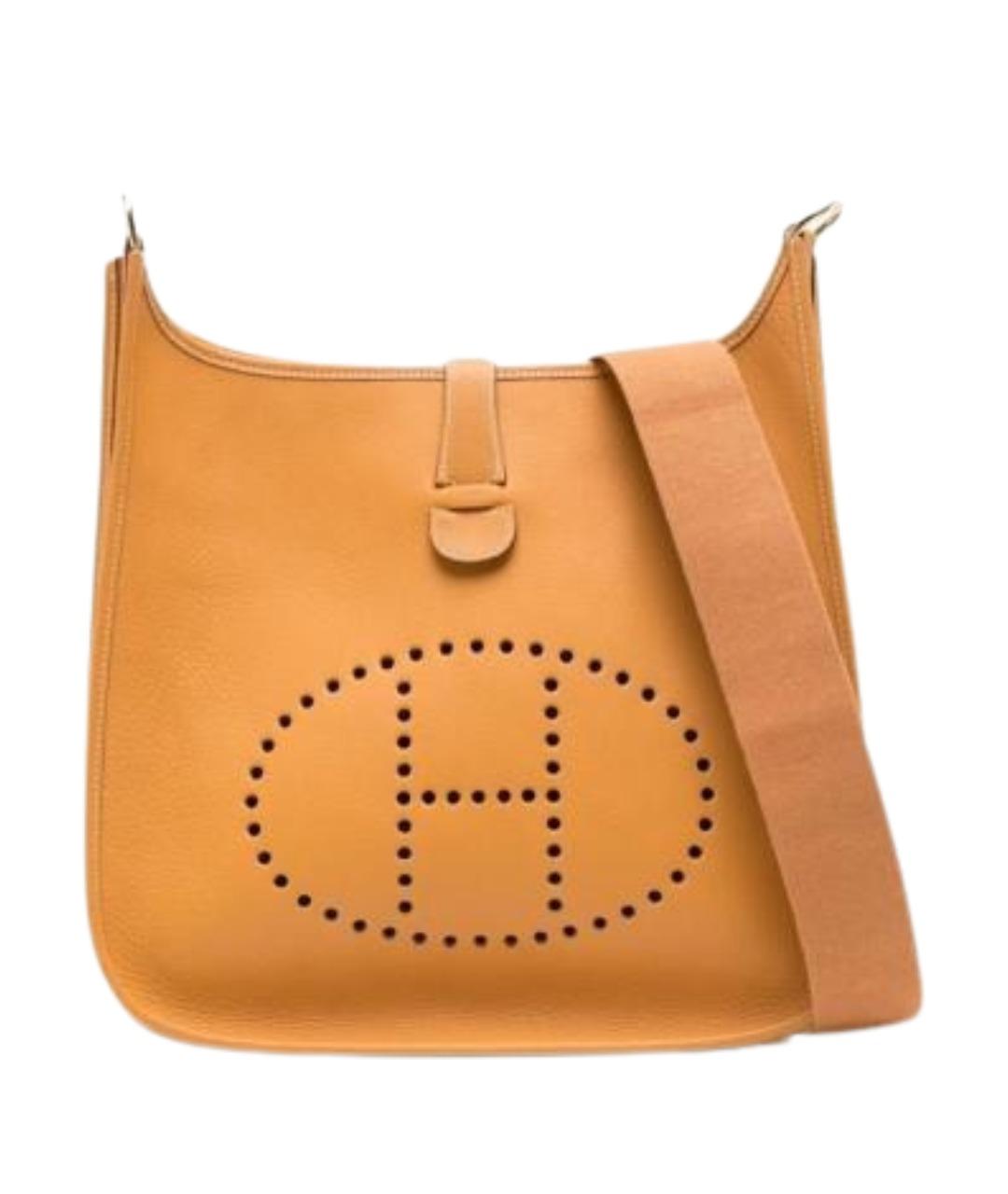 HERMES Оранжевая кожаная сумка через плечо, фото 1