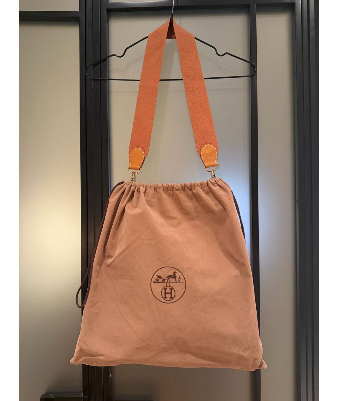 HERMES Оранжевая кожаная сумка через плечо, фото 3