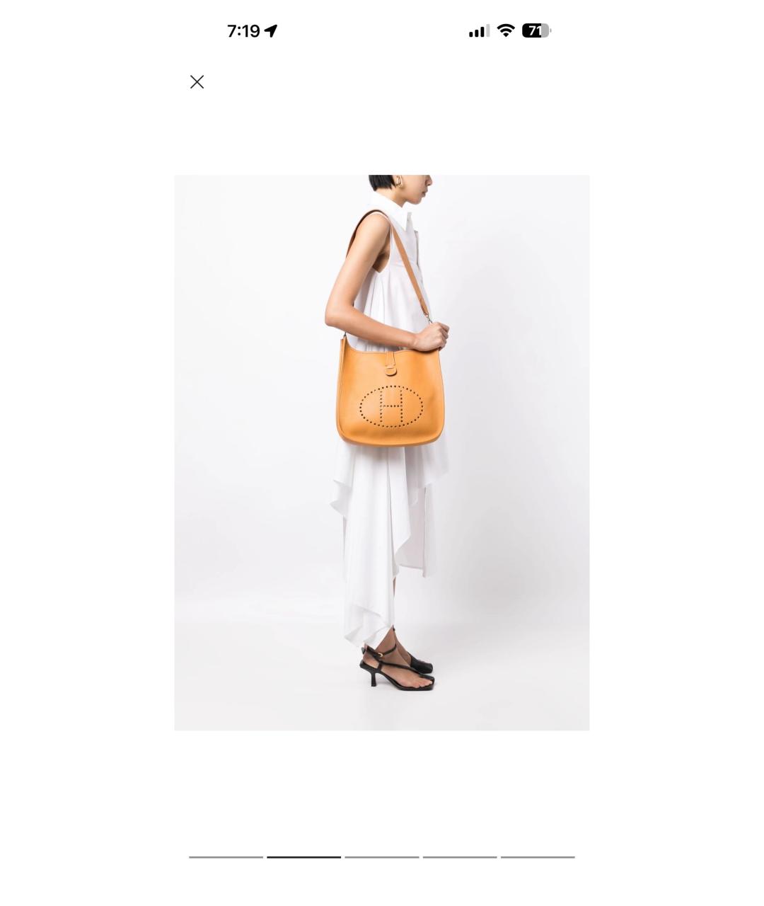 HERMES Оранжевая кожаная сумка через плечо, фото 5