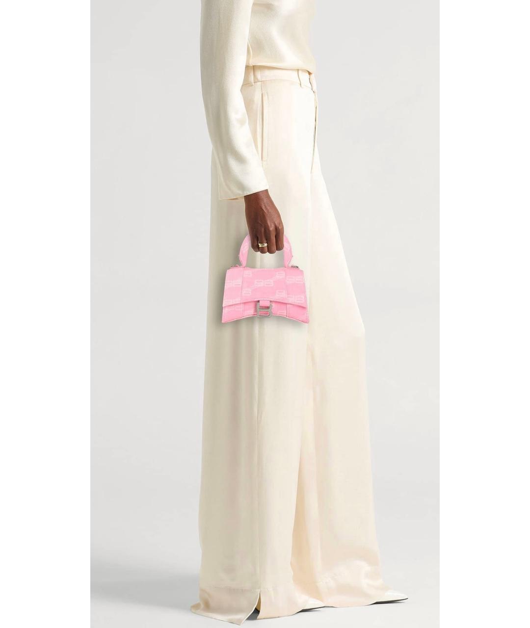BALENCIAGA Розовая тканевая сумка через плечо, фото 3