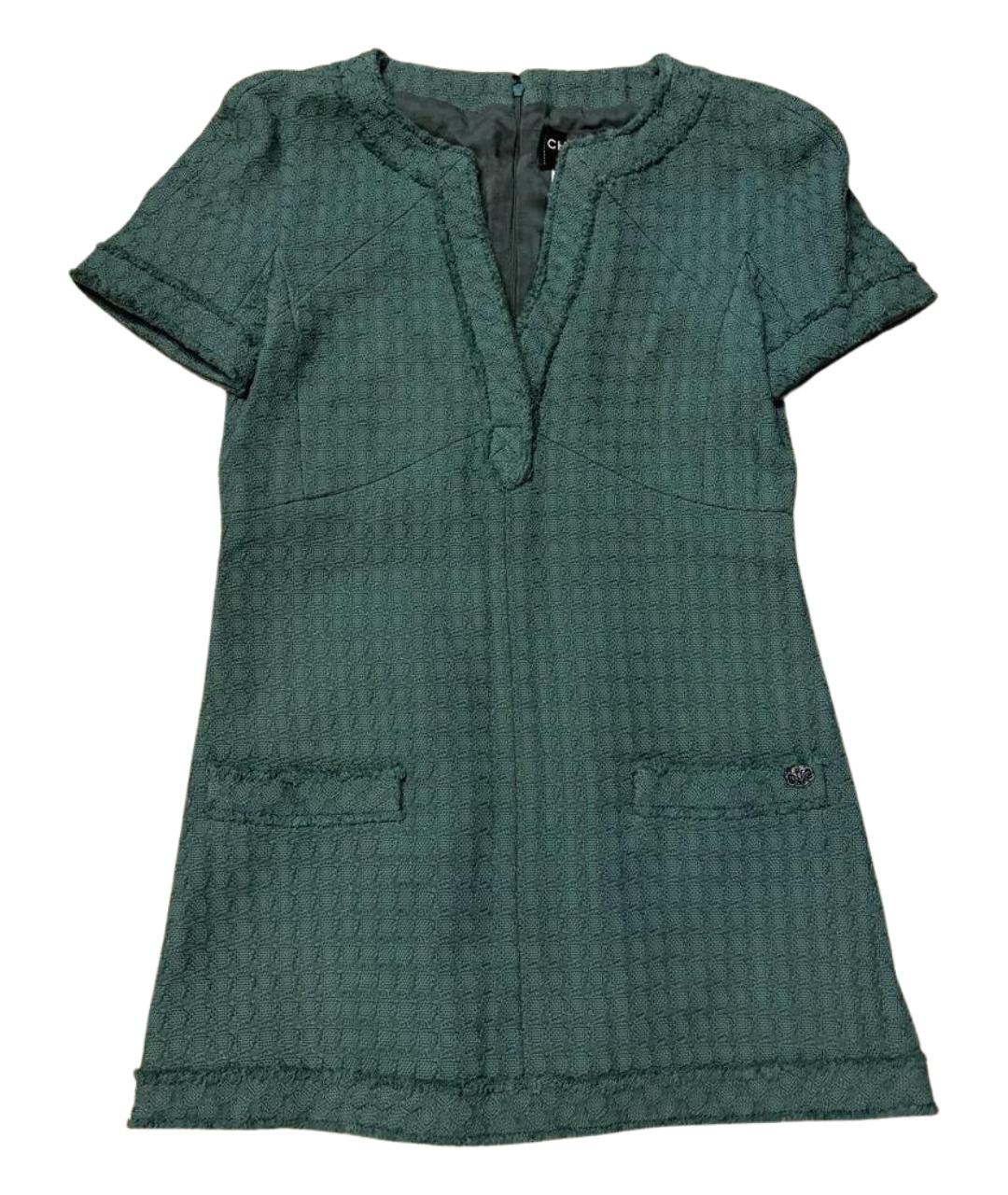 CHANEL Зеленые хлопковое повседневное платье, фото 1