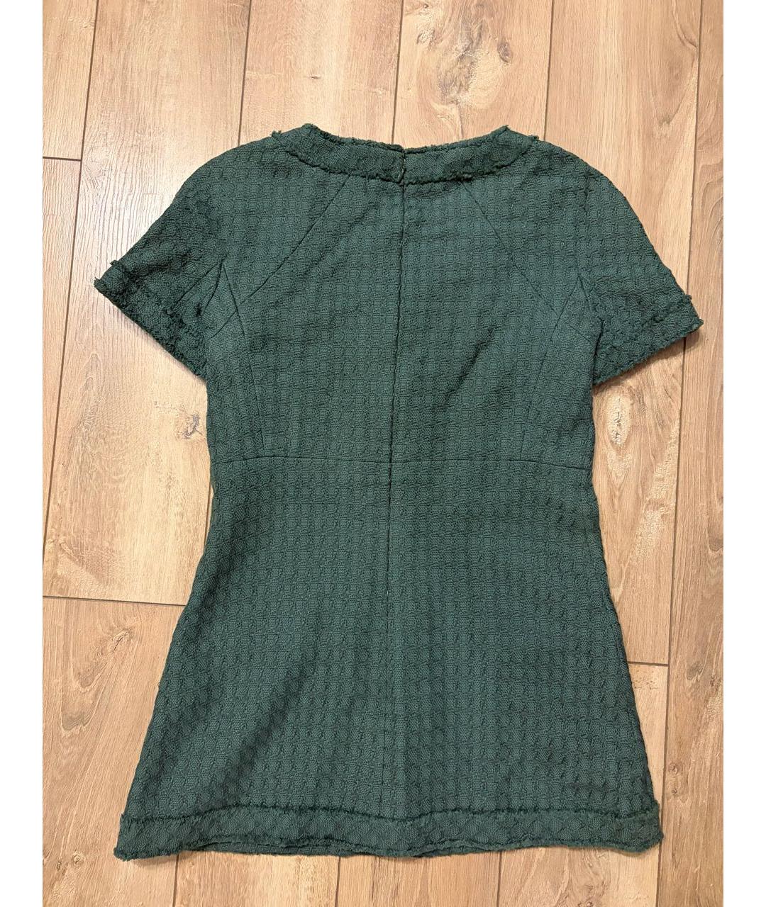 CHANEL Зеленые хлопковое повседневное платье, фото 2