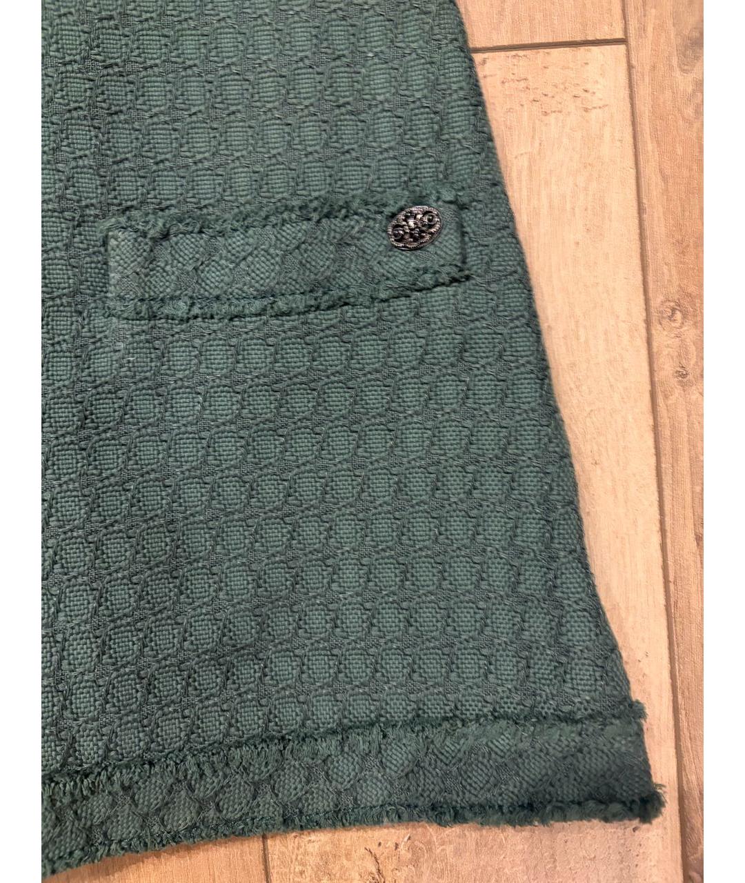 CHANEL Зеленые хлопковое повседневное платье, фото 5