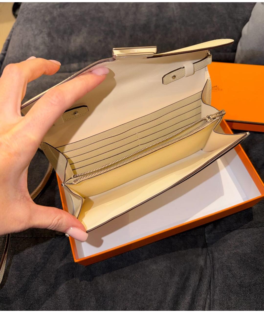 HERMES Бежевый кожаный кошелек, фото 4