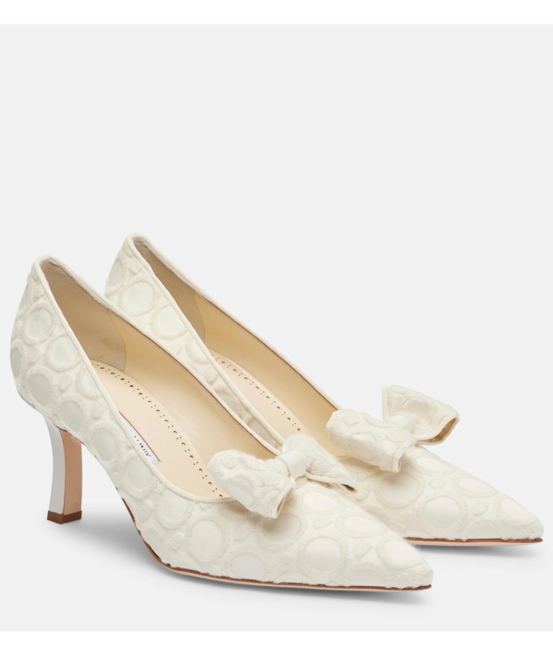 MANOLO BLAHNIK Белые текстильные туфли, фото 2