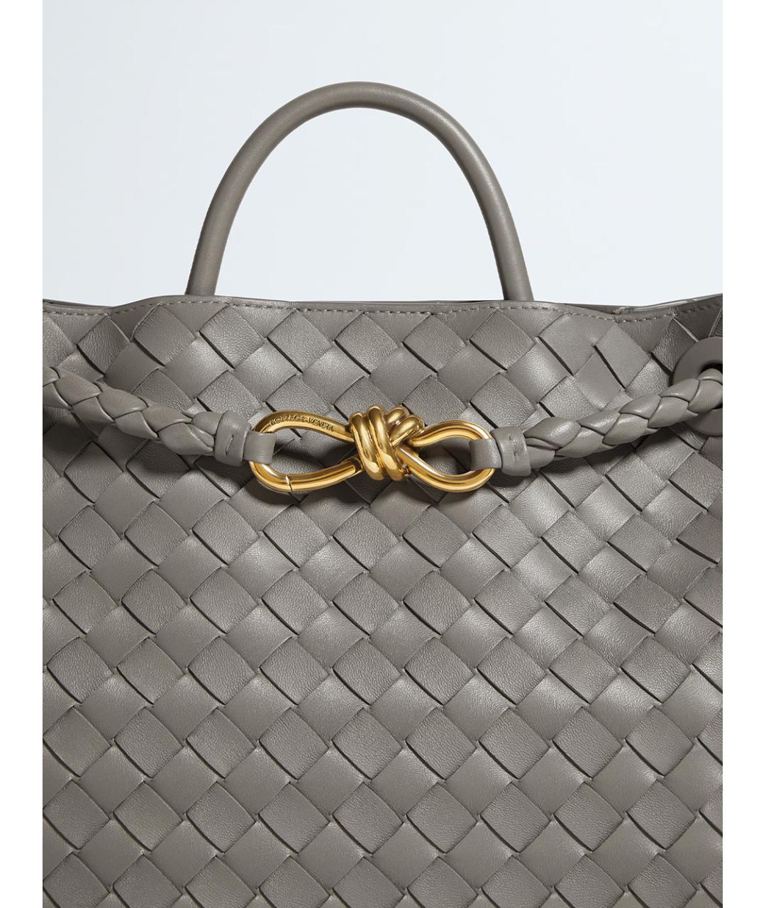 BOTTEGA VENETA Серая кожаная сумка тоут, фото 5