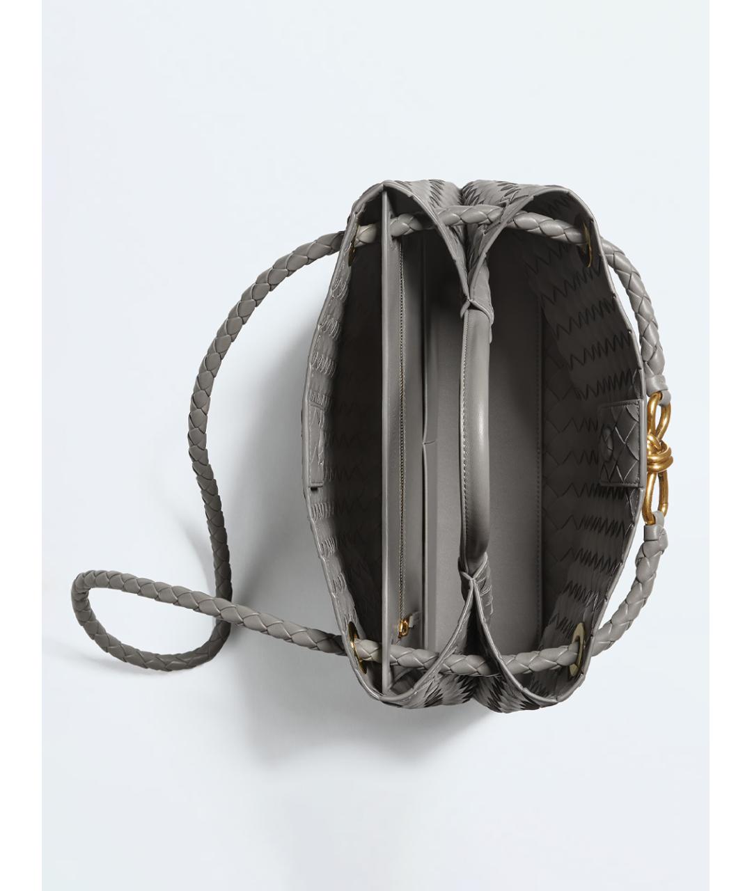 BOTTEGA VENETA Серая кожаная сумка тоут, фото 4
