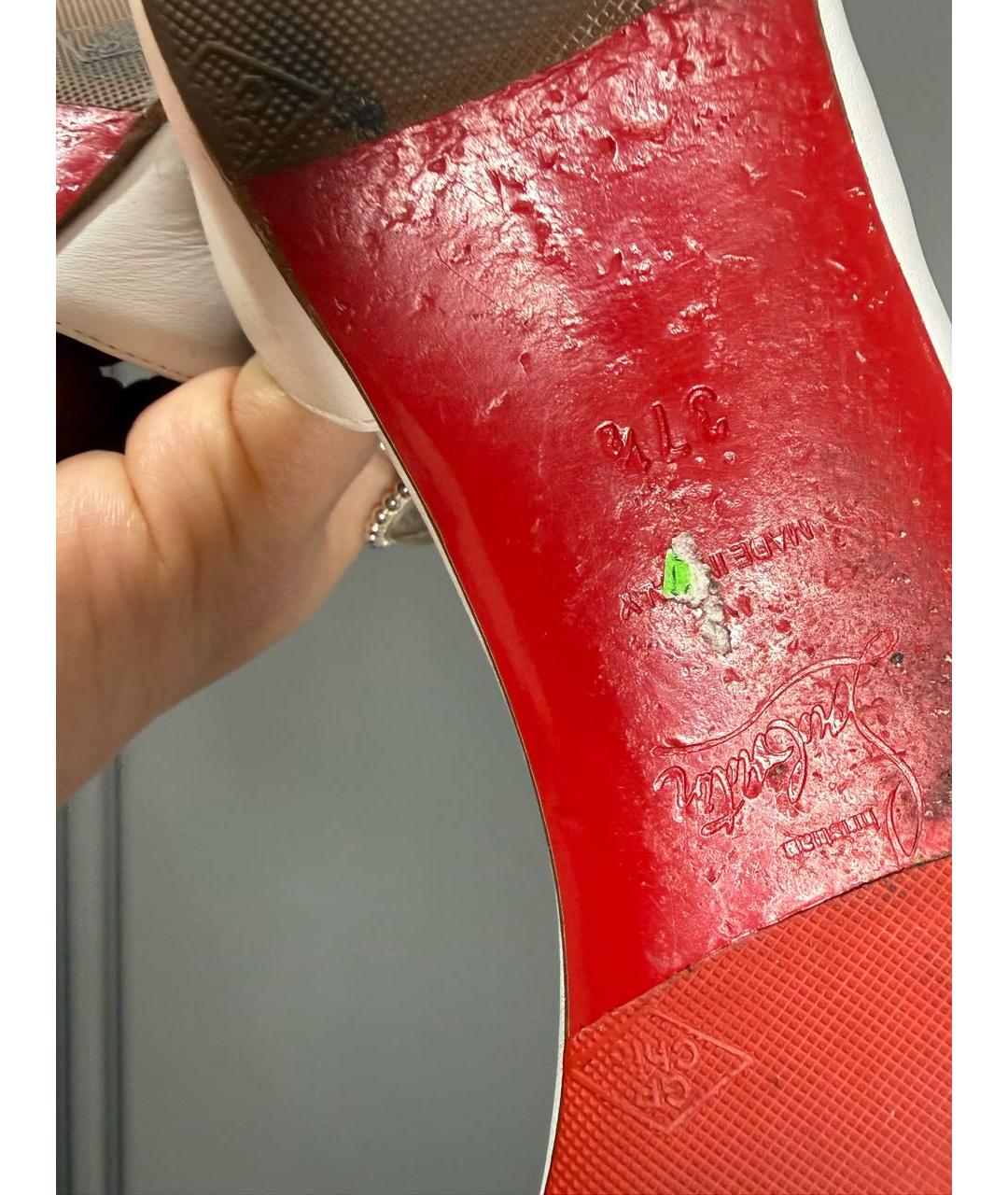 CHRISTIAN LOUBOUTIN Белые кожаные босоножки, фото 6