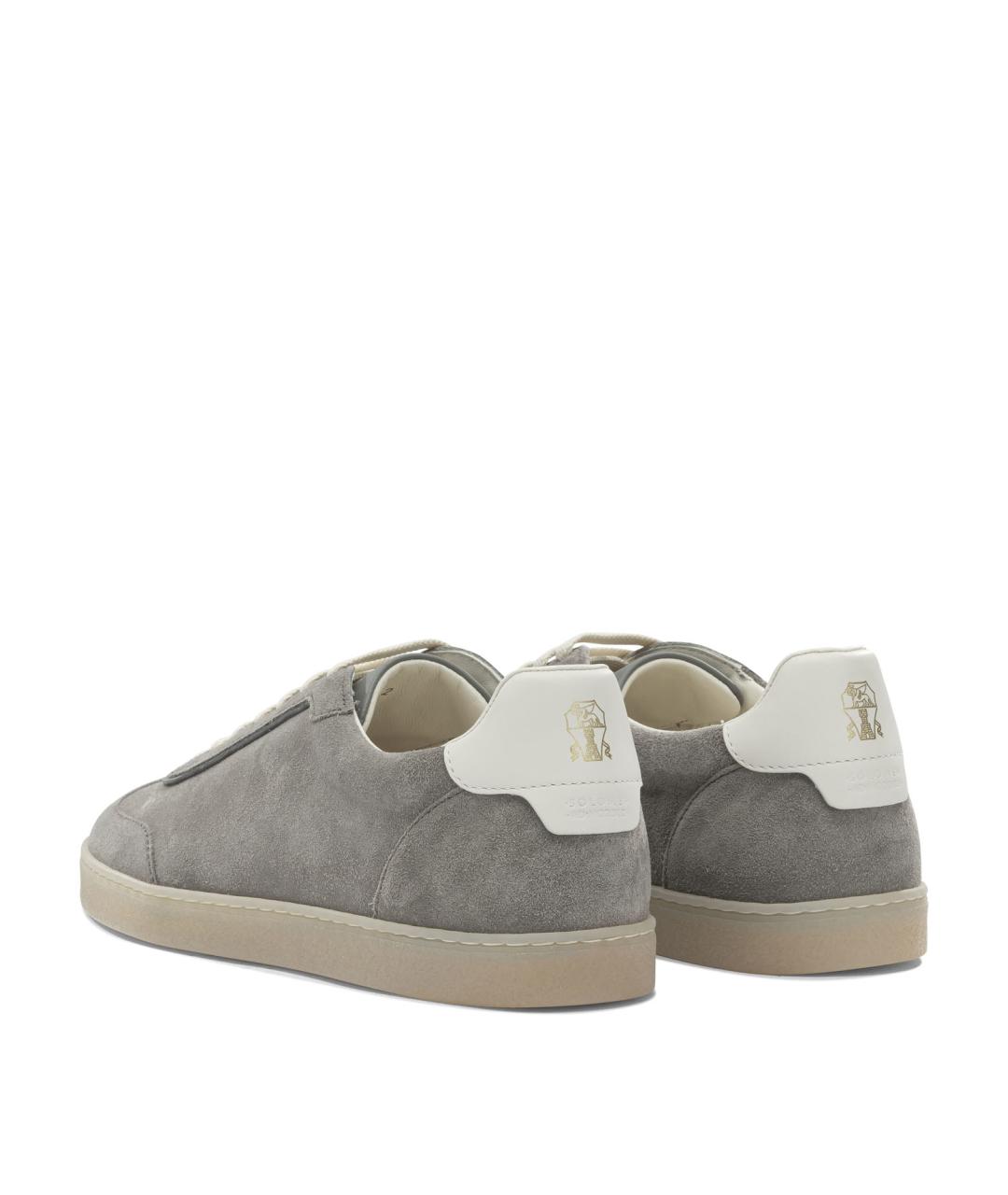 BRUNELLO CUCINELLI Серые замшевые низкие кроссовки / кеды, фото 4