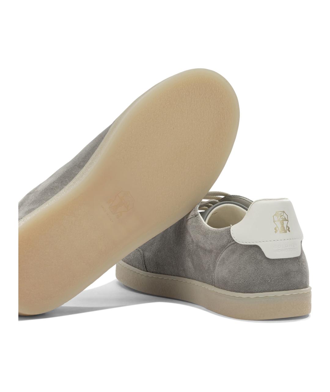 BRUNELLO CUCINELLI Серые замшевые низкие кроссовки / кеды, фото 5