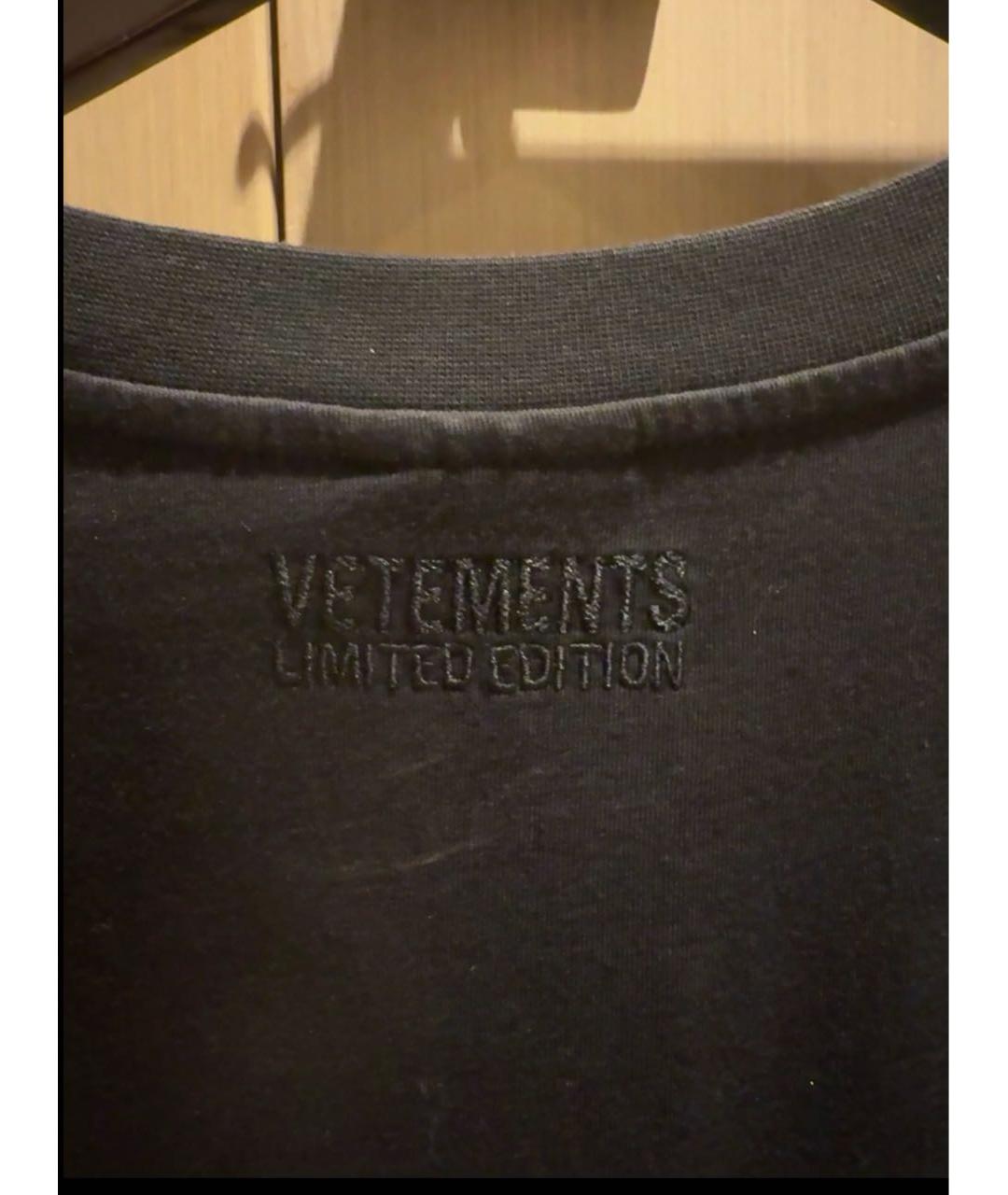 VETEMENTS Черная хлопковая футболка, фото 4