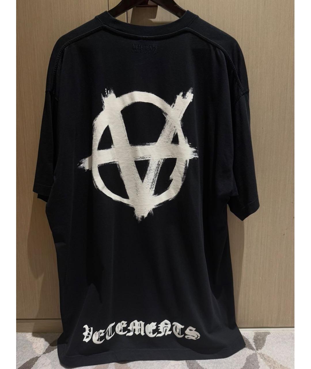 VETEMENTS Черная хлопковая футболка, фото 2