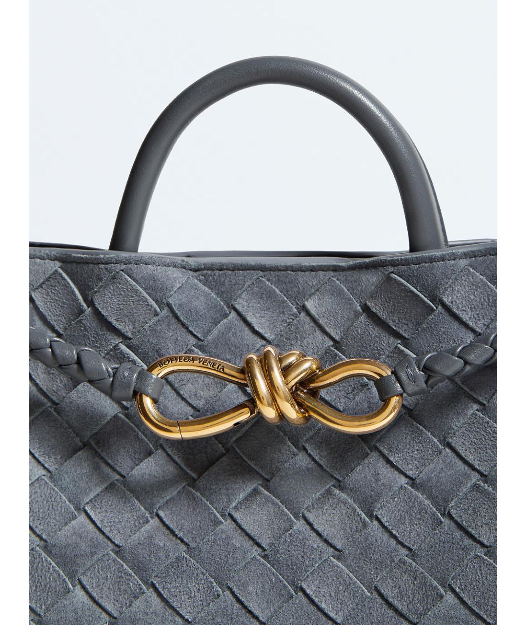 BOTTEGA VENETA Серая кожаная сумка с короткими ручками, фото 5
