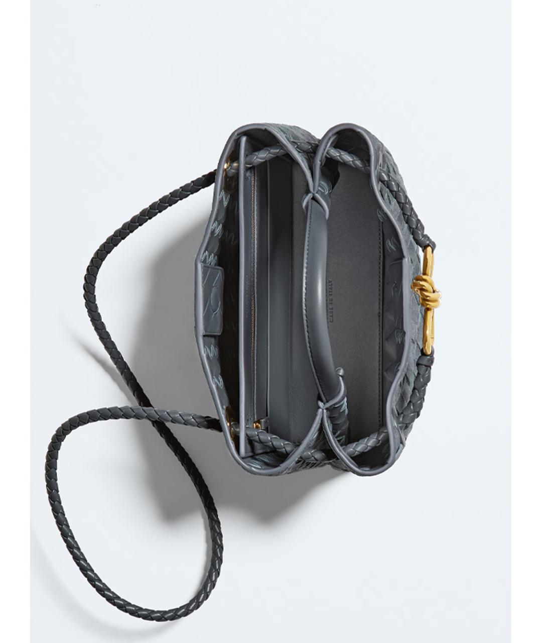 BOTTEGA VENETA Серая кожаная сумка с короткими ручками, фото 4