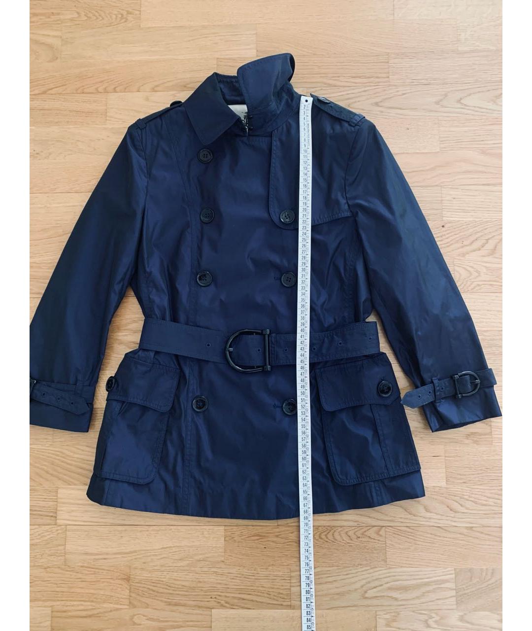 BURBERRY Темно-синий полиэстеровый тренч/плащ, фото 6