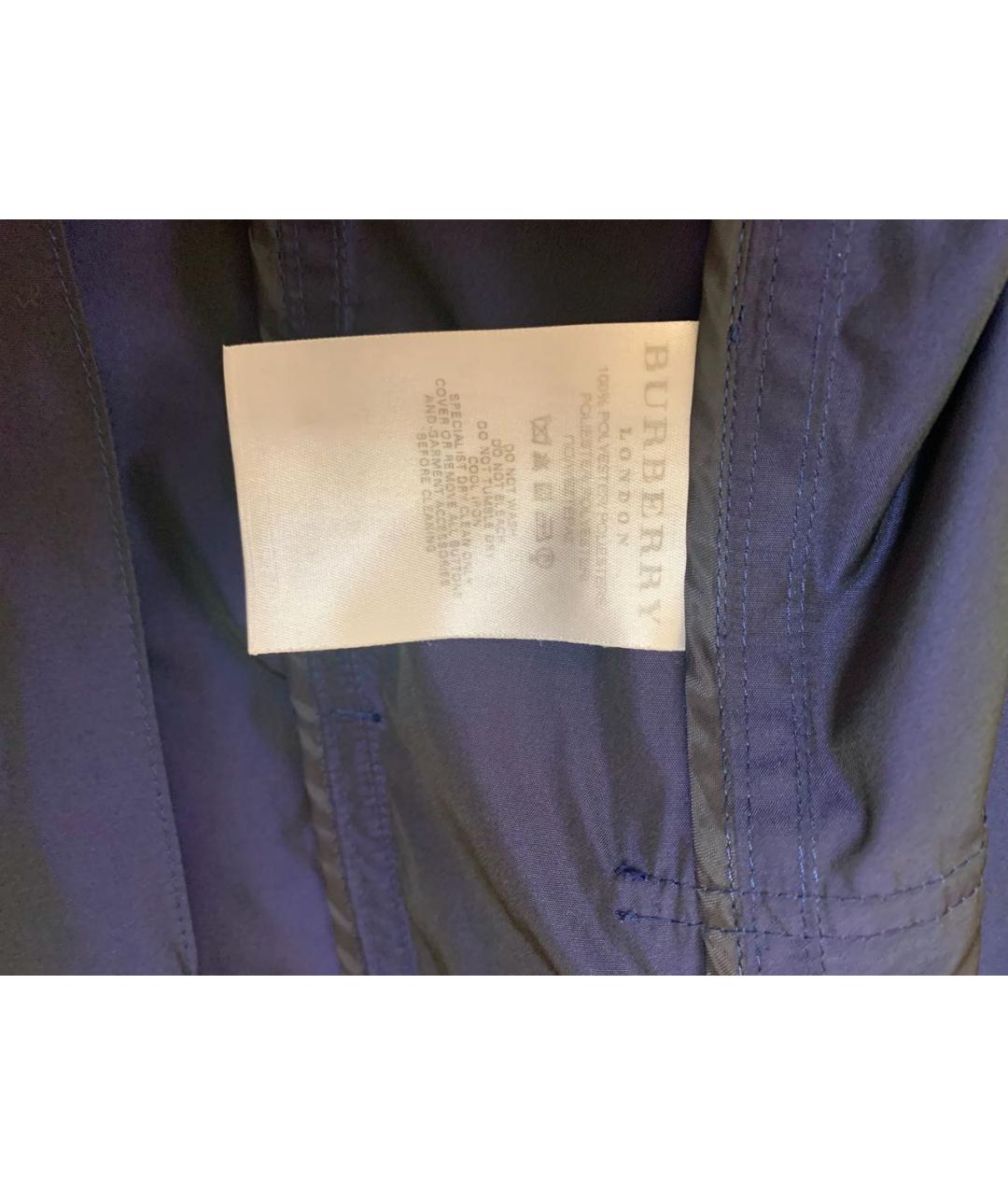 BURBERRY Темно-синий полиэстеровый тренч/плащ, фото 8
