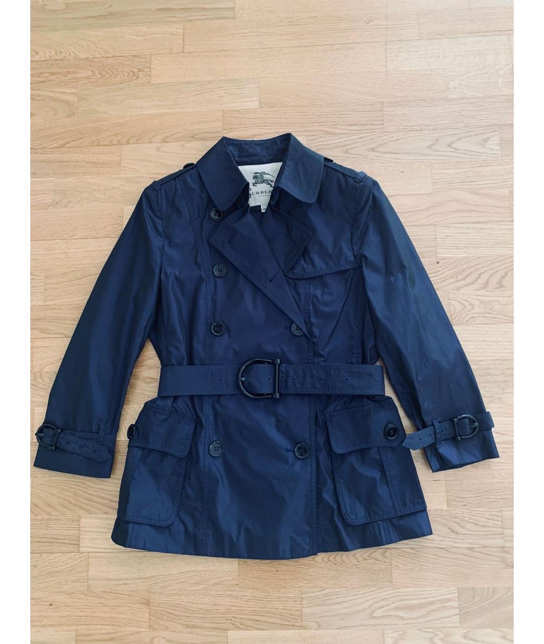 BURBERRY Темно-синий полиэстеровый тренч/плащ, фото 9