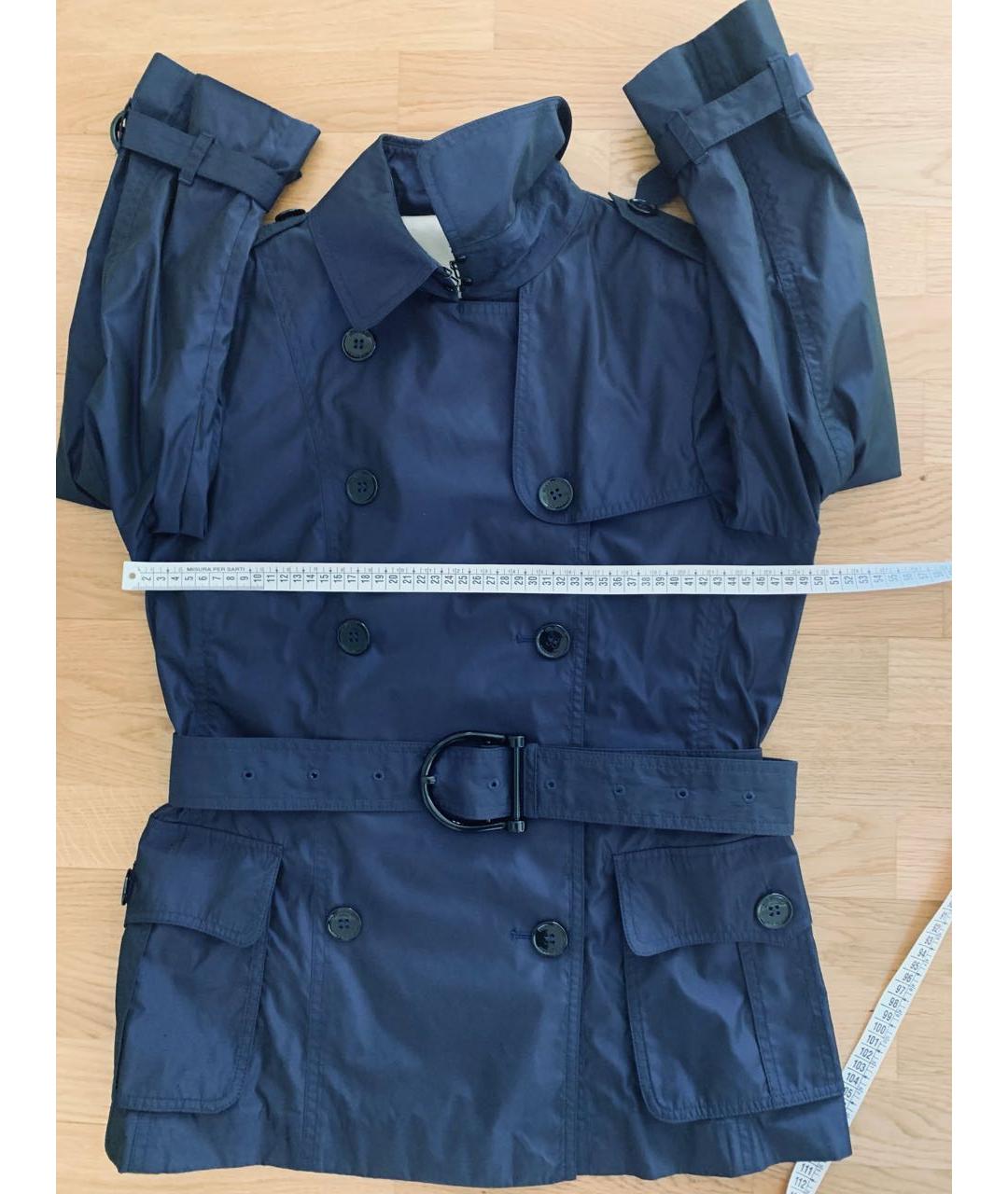 BURBERRY Темно-синий полиэстеровый тренч/плащ, фото 7
