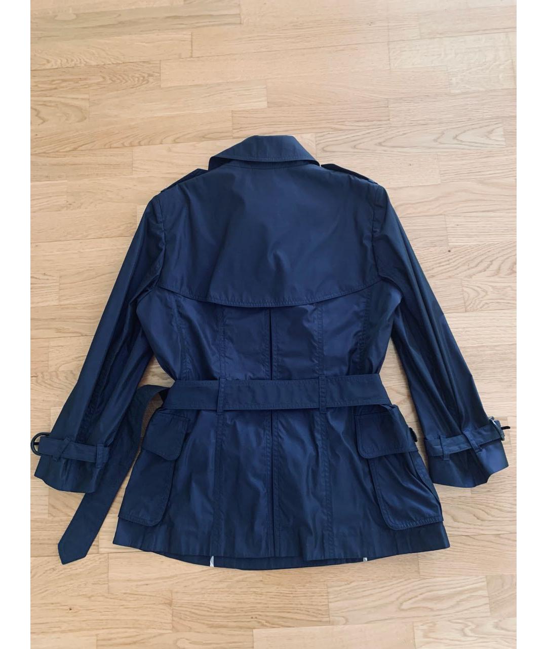 BURBERRY Темно-синий полиэстеровый тренч/плащ, фото 2