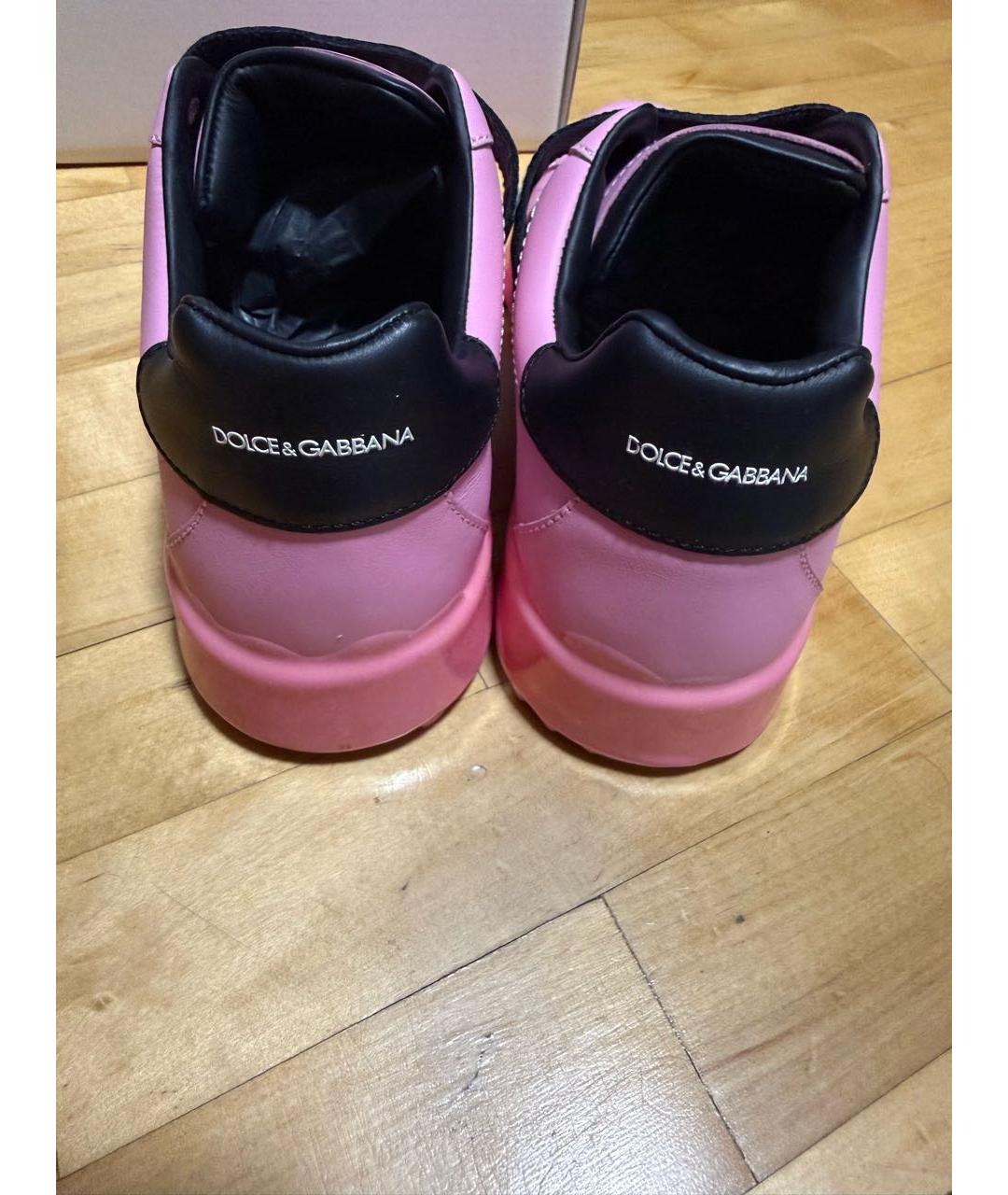 DOLCE&GABBANA Розовые кожаные кроссовки, фото 4