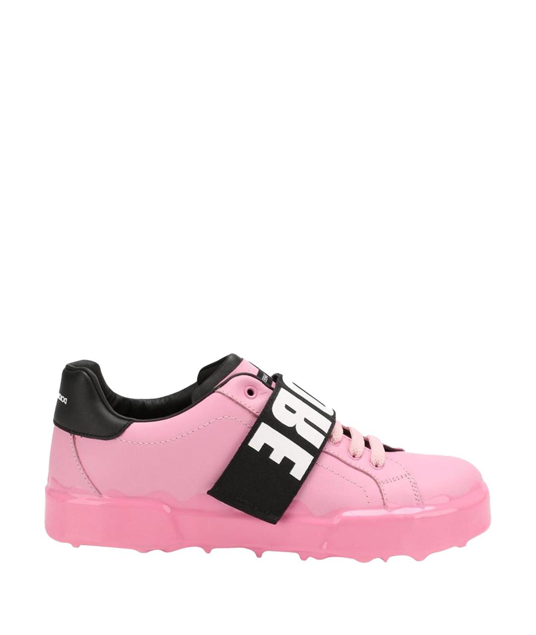 DOLCE&GABBANA Розовые кожаные кроссовки, фото 1