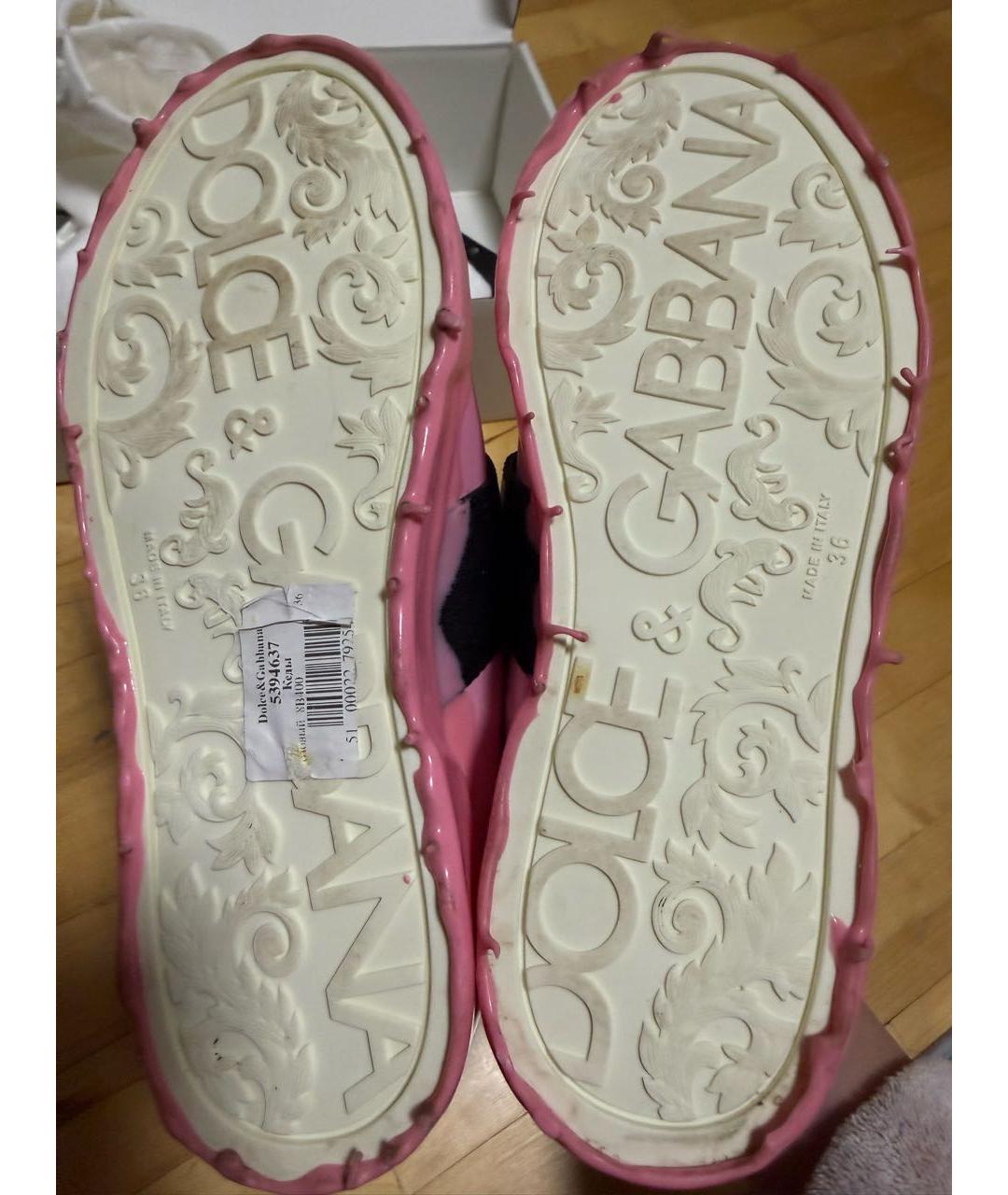 DOLCE&GABBANA Розовые кожаные кроссовки, фото 6