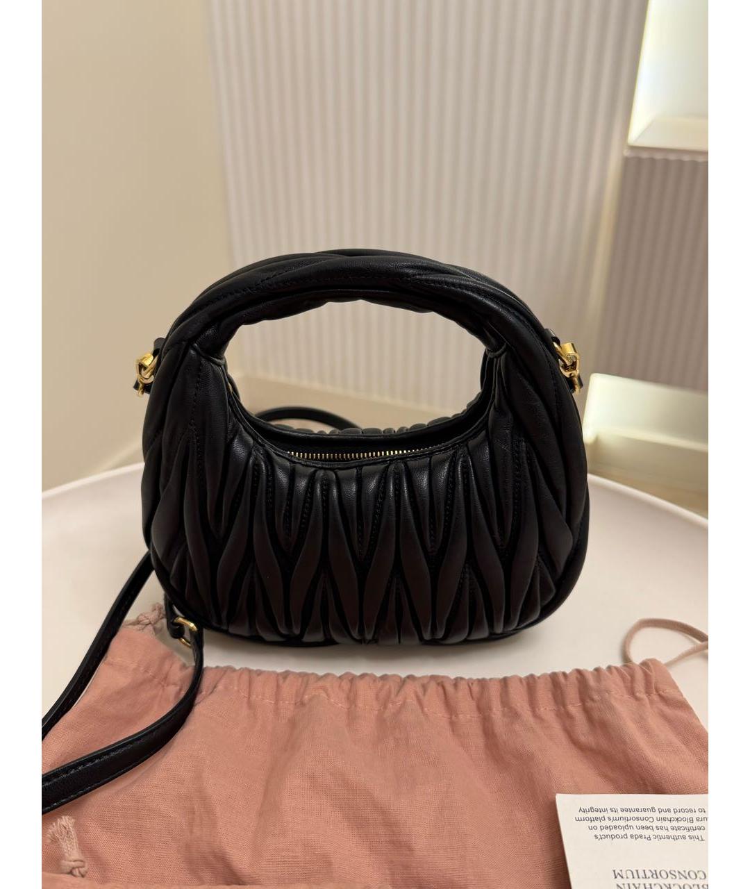 MIU MIU Черная кожаная сумка через плечо, фото 2