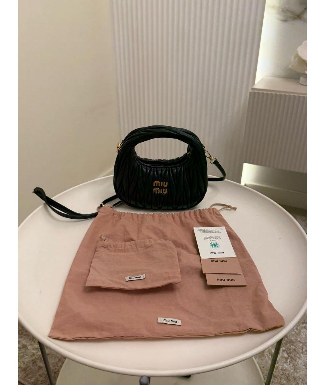 MIU MIU Черная кожаная сумка через плечо, фото 4