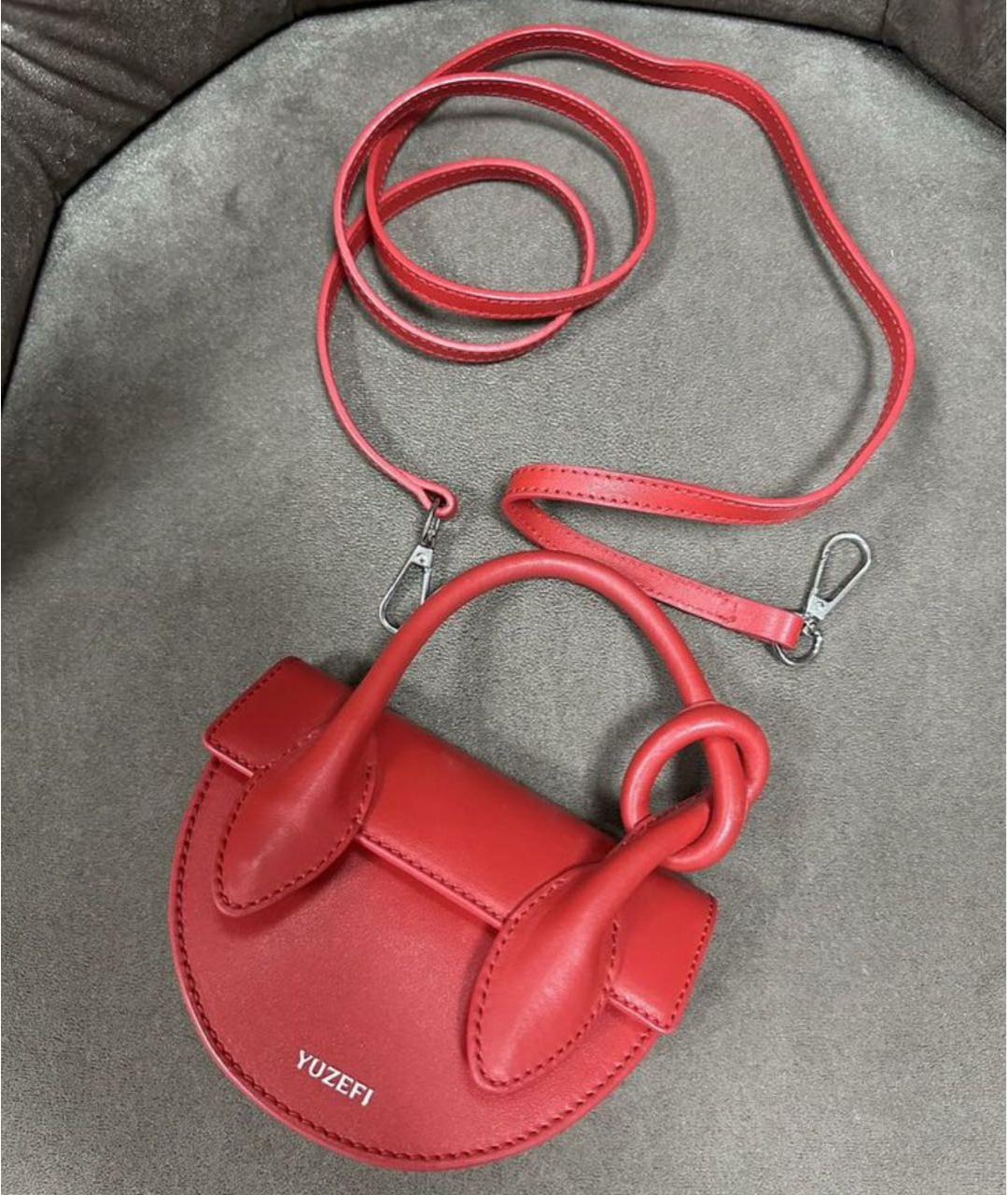 YUZEFI Красная кожаная сумка через плечо, фото 5