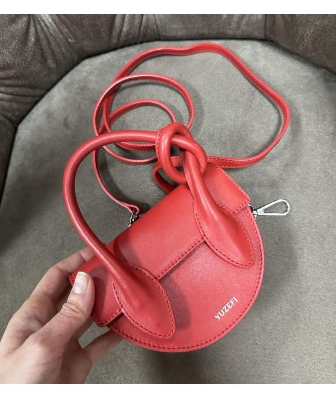 YUZEFI Красная кожаная сумка через плечо, фото 2