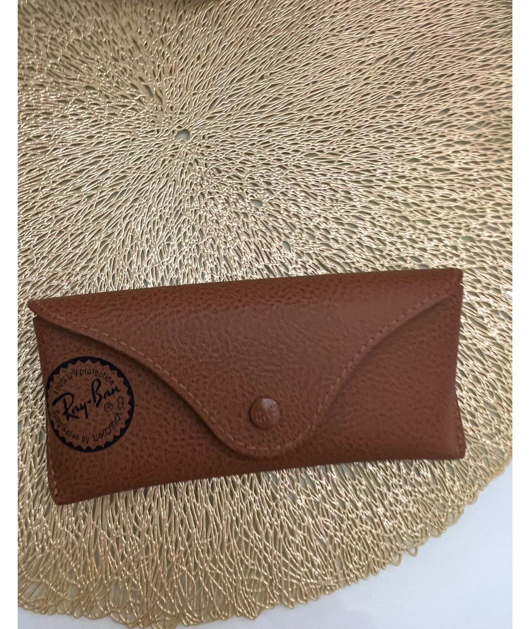 RAY BAN Золотые металлические солнцезащитные очки, фото 4