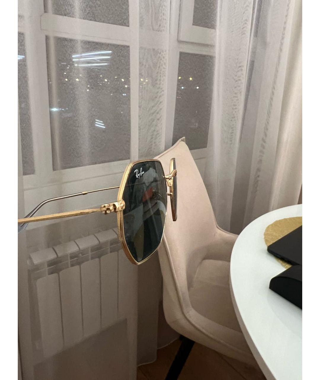 RAY BAN Золотые металлические солнцезащитные очки, фото 2