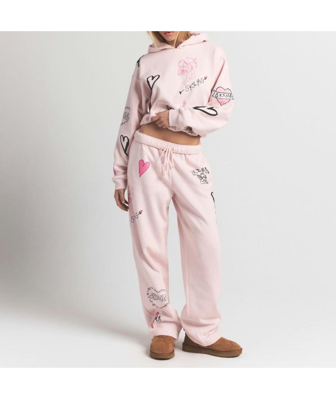 SKIMS Розовые хлопковые спортивные брюки и шорты, фото 2