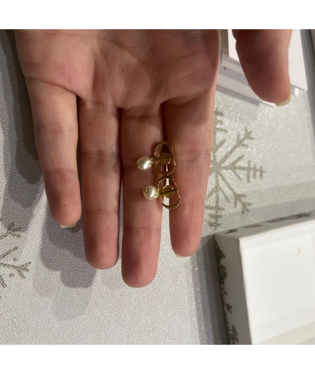 CHRISTIAN DIOR Золотые латунные серьги, фото 3