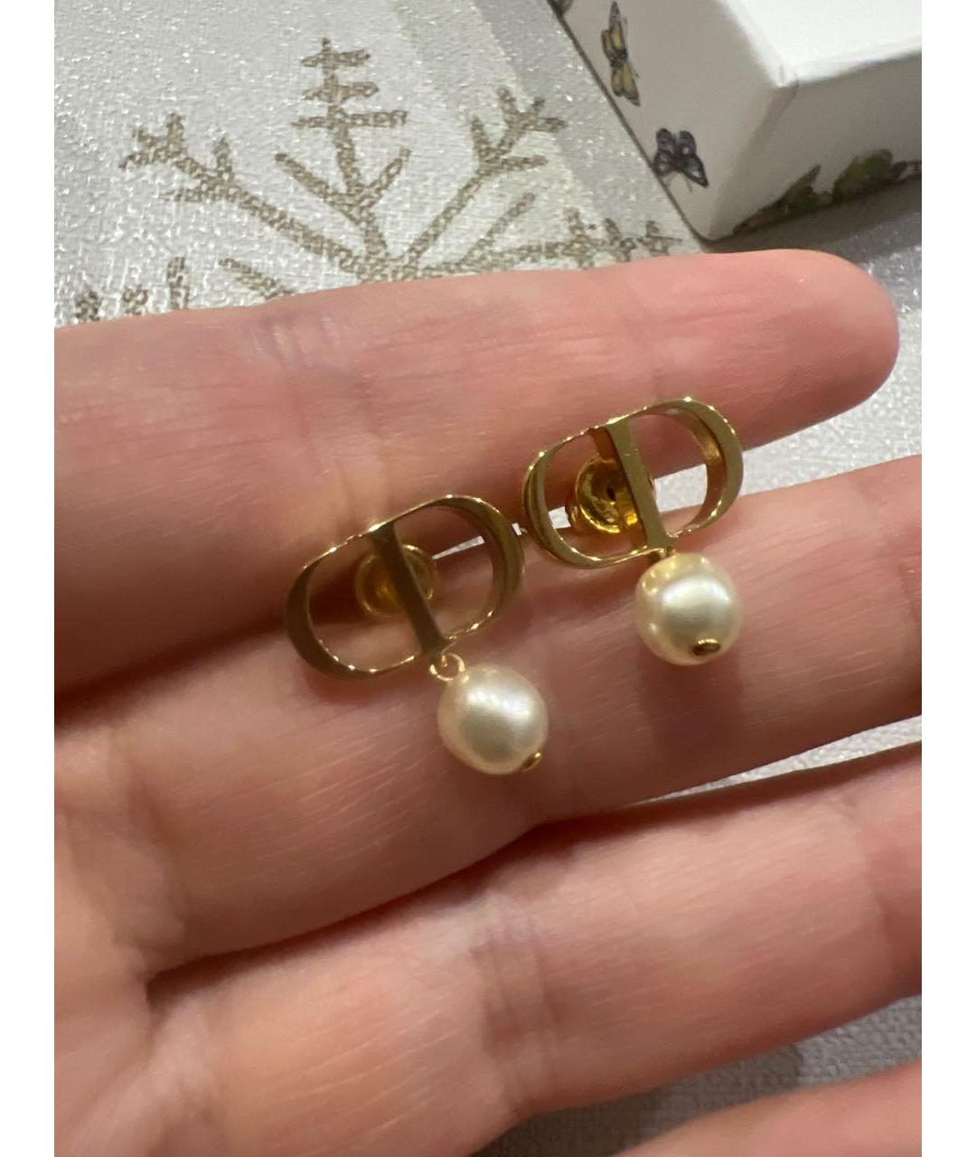 CHRISTIAN DIOR Золотые латунные серьги, фото 6