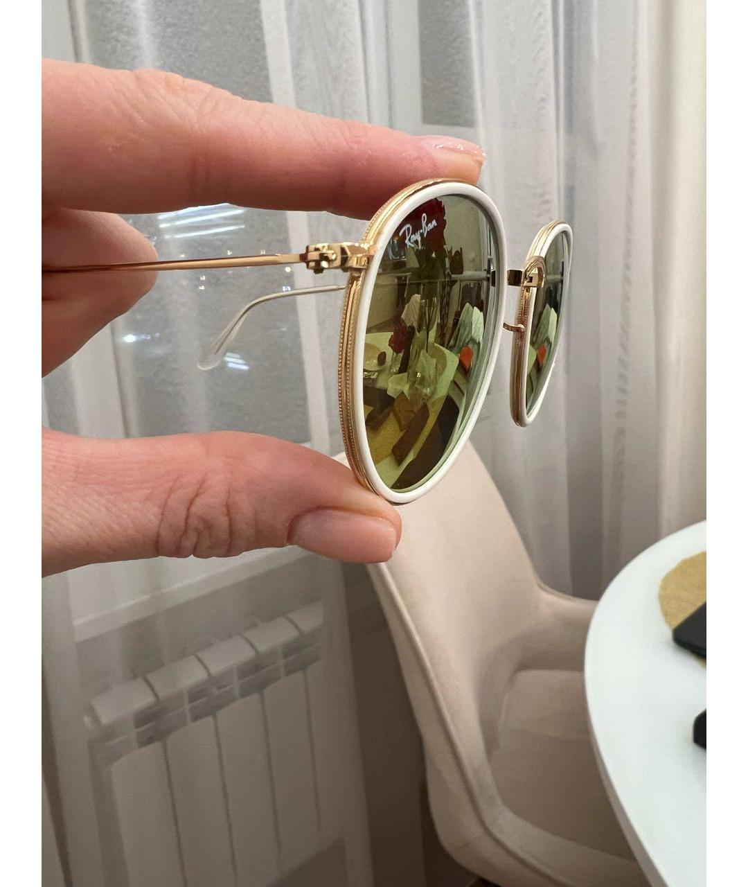 RAY BAN Золотые металлические солнцезащитные очки, фото 2
