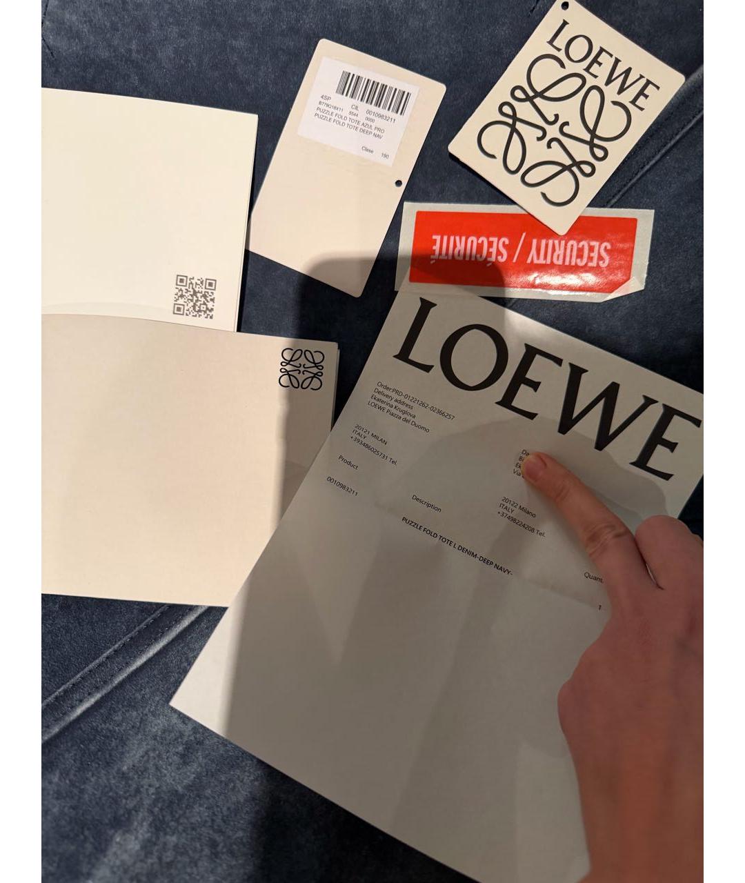 LOEWE Темно-синяя замшевая сумка тоут, фото 5