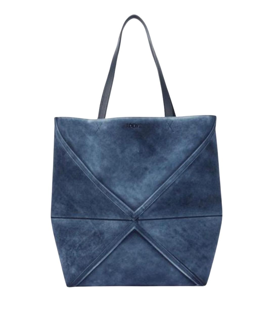 LOEWE Темно-синяя замшевая сумка тоут, фото 1