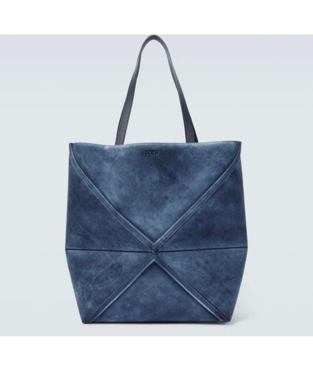 LOEWE Темно-синяя замшевая сумка тоут, фото 6