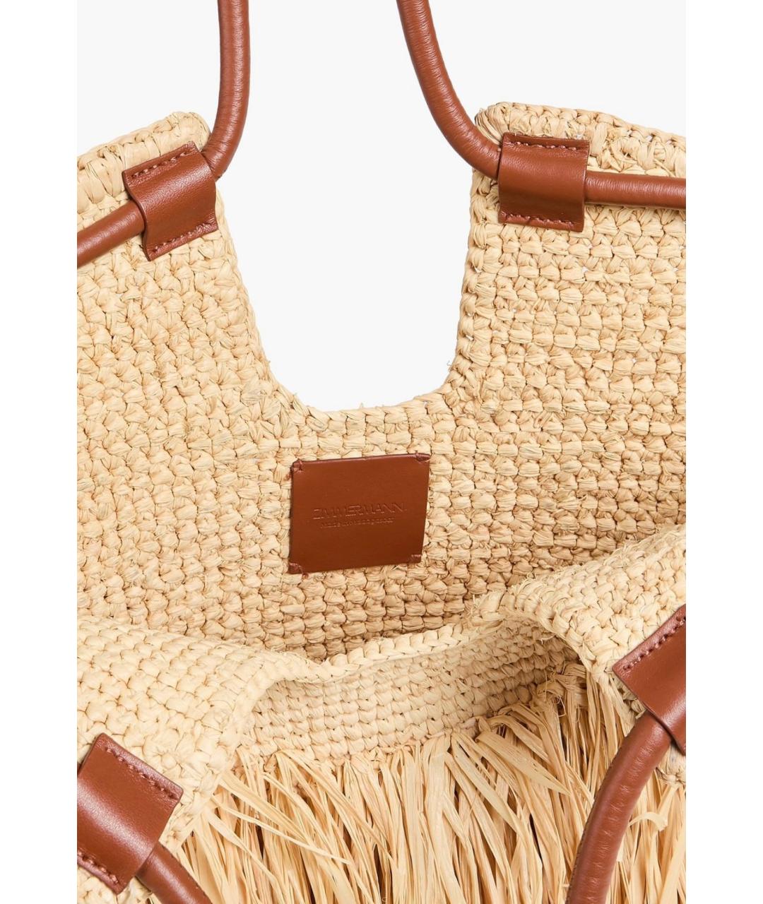 ZIMMERMANN Бежевая пелетеная сумка через плечо, фото 4