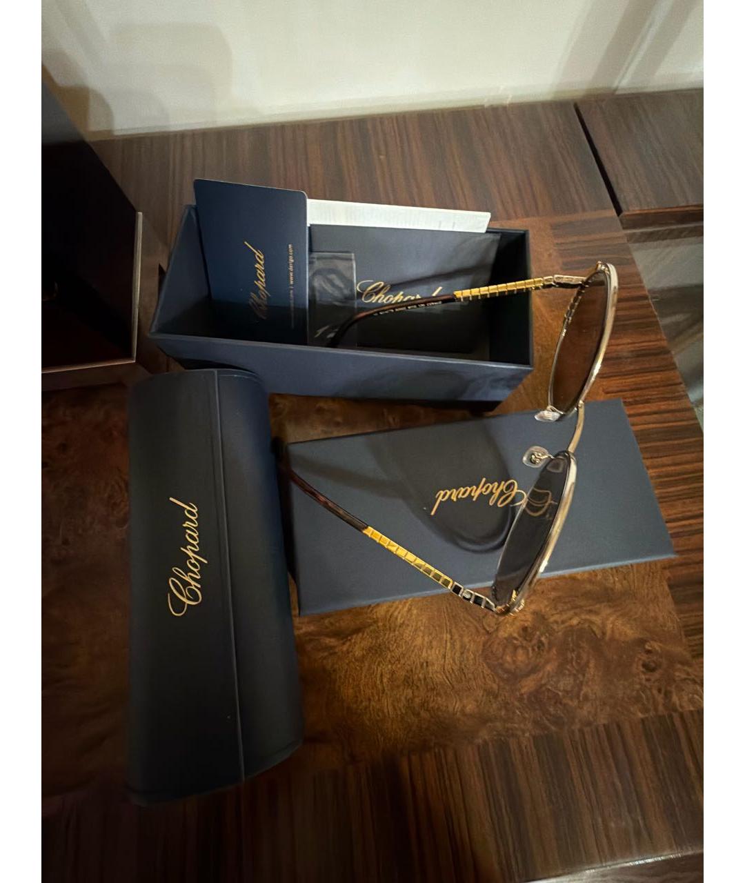 CHOPARD Золотые металлические солнцезащитные очки, фото 4