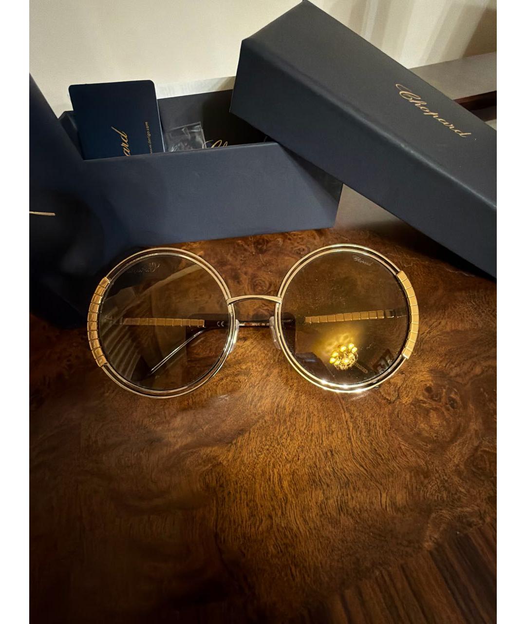 CHOPARD Золотые металлические солнцезащитные очки, фото 5