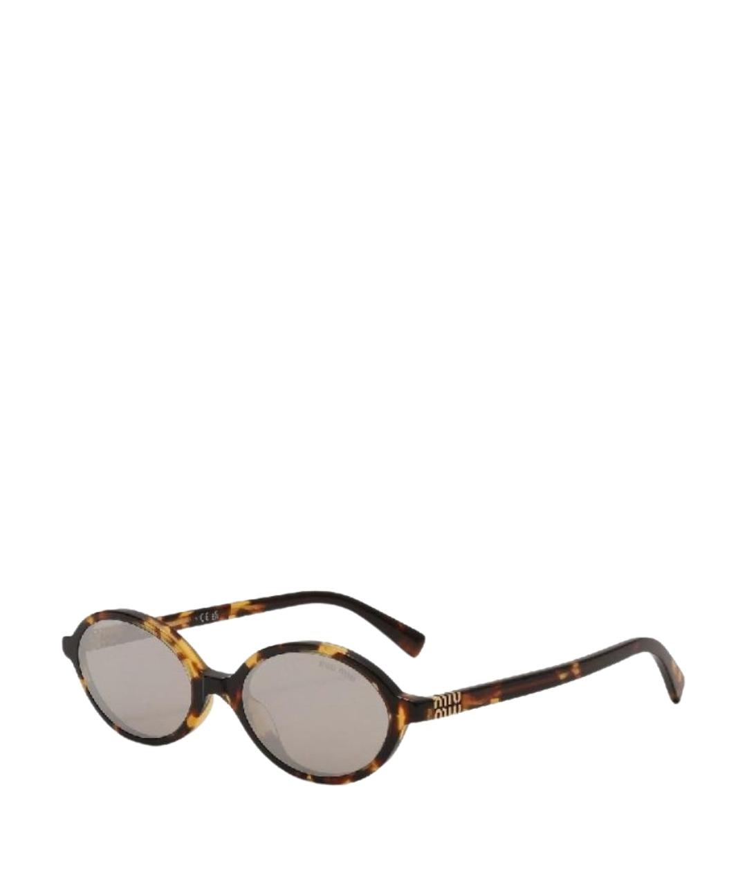 MIU MIU Коричневые пластиковые солнцезащитные очки, фото 1