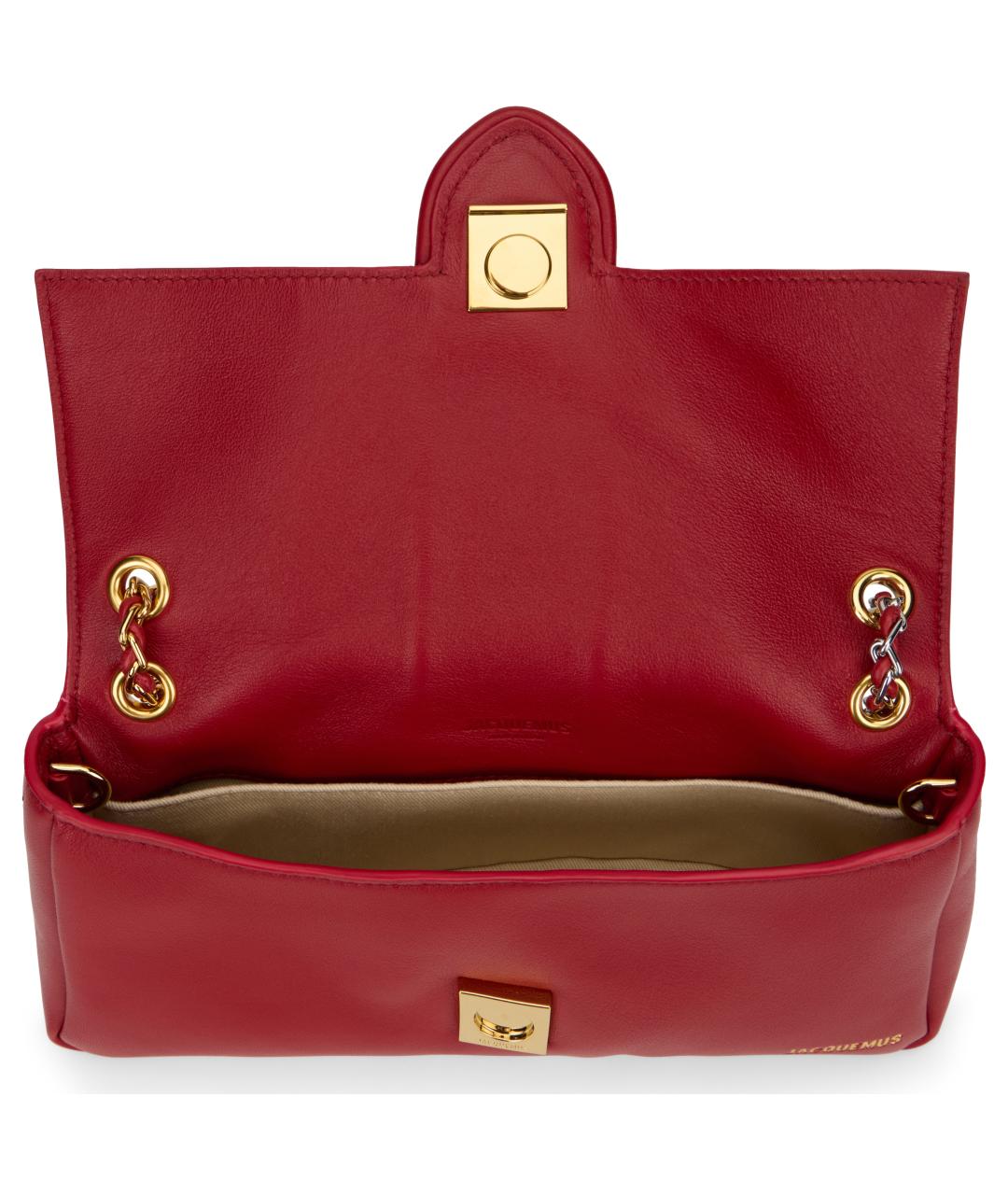 JACQUEMUS Красная кожаная сумка через плечо, фото 4