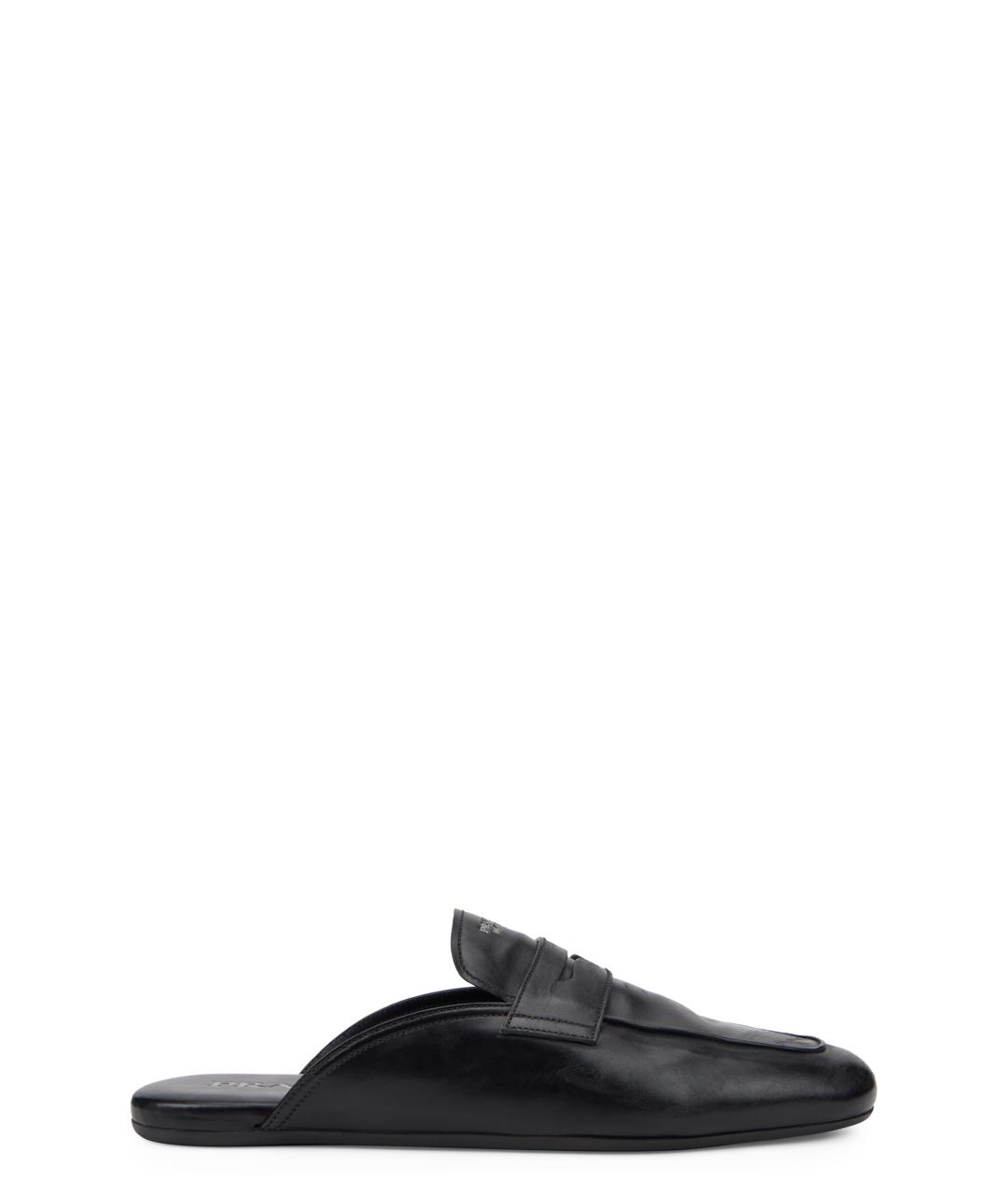 PRADA Черные кожаные шлепанцы, фото 1
